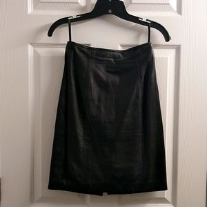 Black leather mini skirt